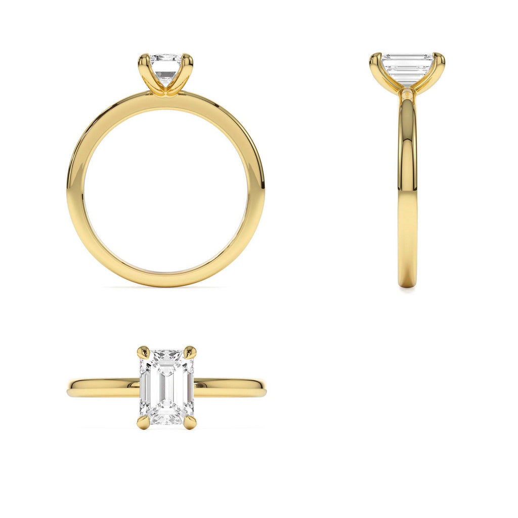 0.75 - 1.50 CTW Four Prong Setting Emerald Cut Lab-Grown Diamond Engagement Ring in 14K Gold — view 3