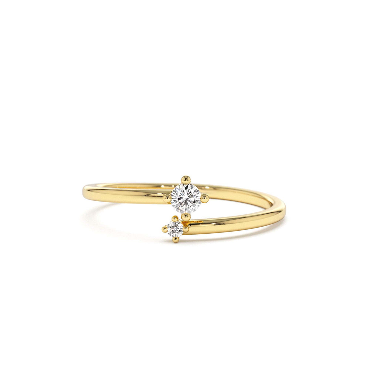 Petite Diamond Duo Ring in 14K Gold — view 1
