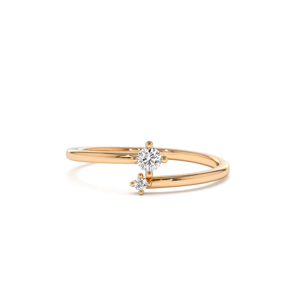 Petite Diamond Duo Ring in 14K Gold — view 5