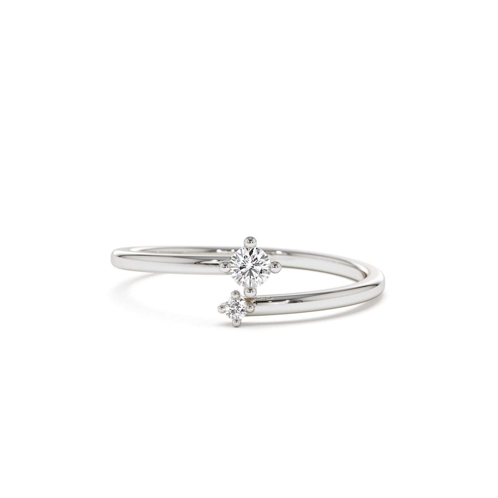 Petite Diamond Duo Ring in 14K Gold — view 4