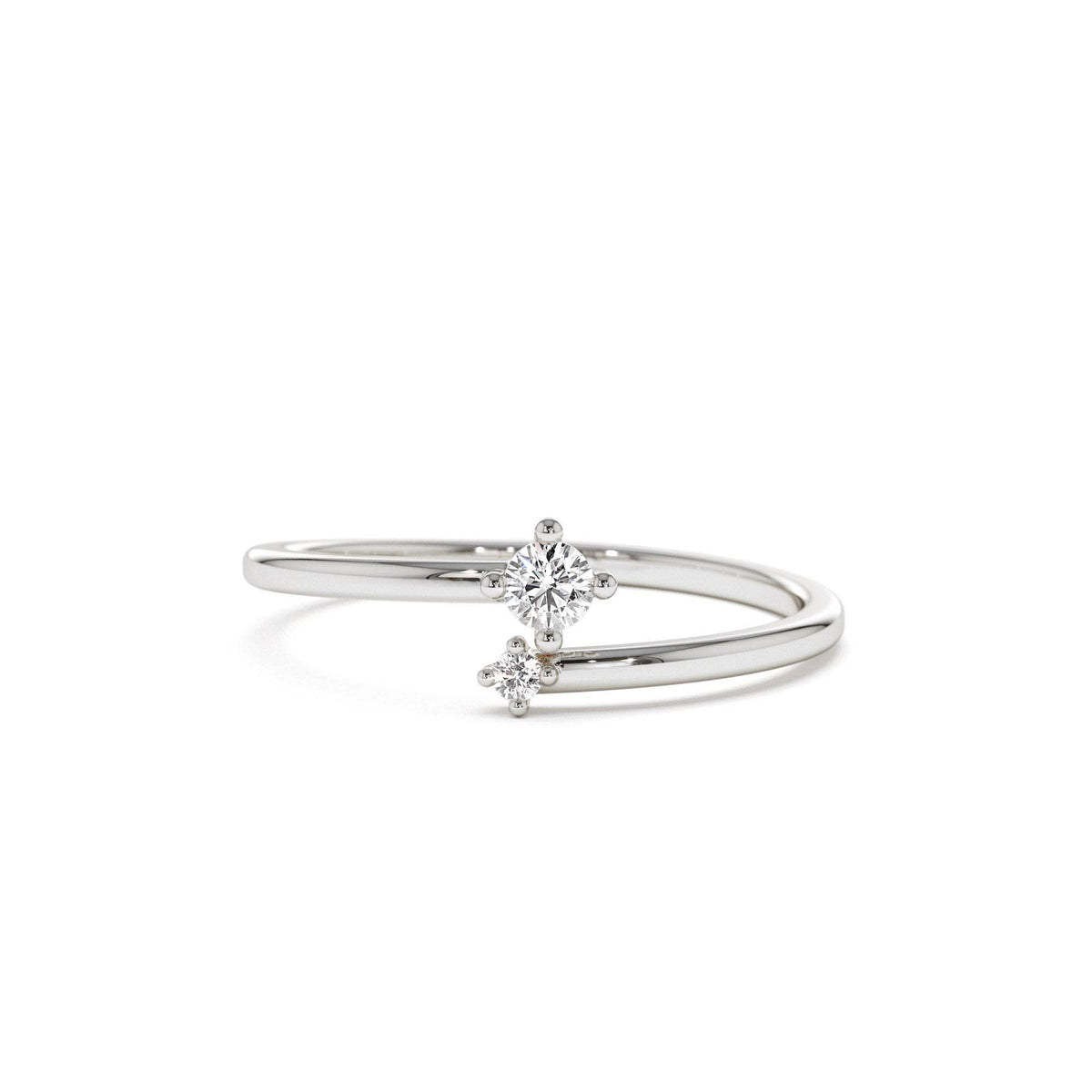Petite Diamond Duo Ring in 14K Gold — view 4