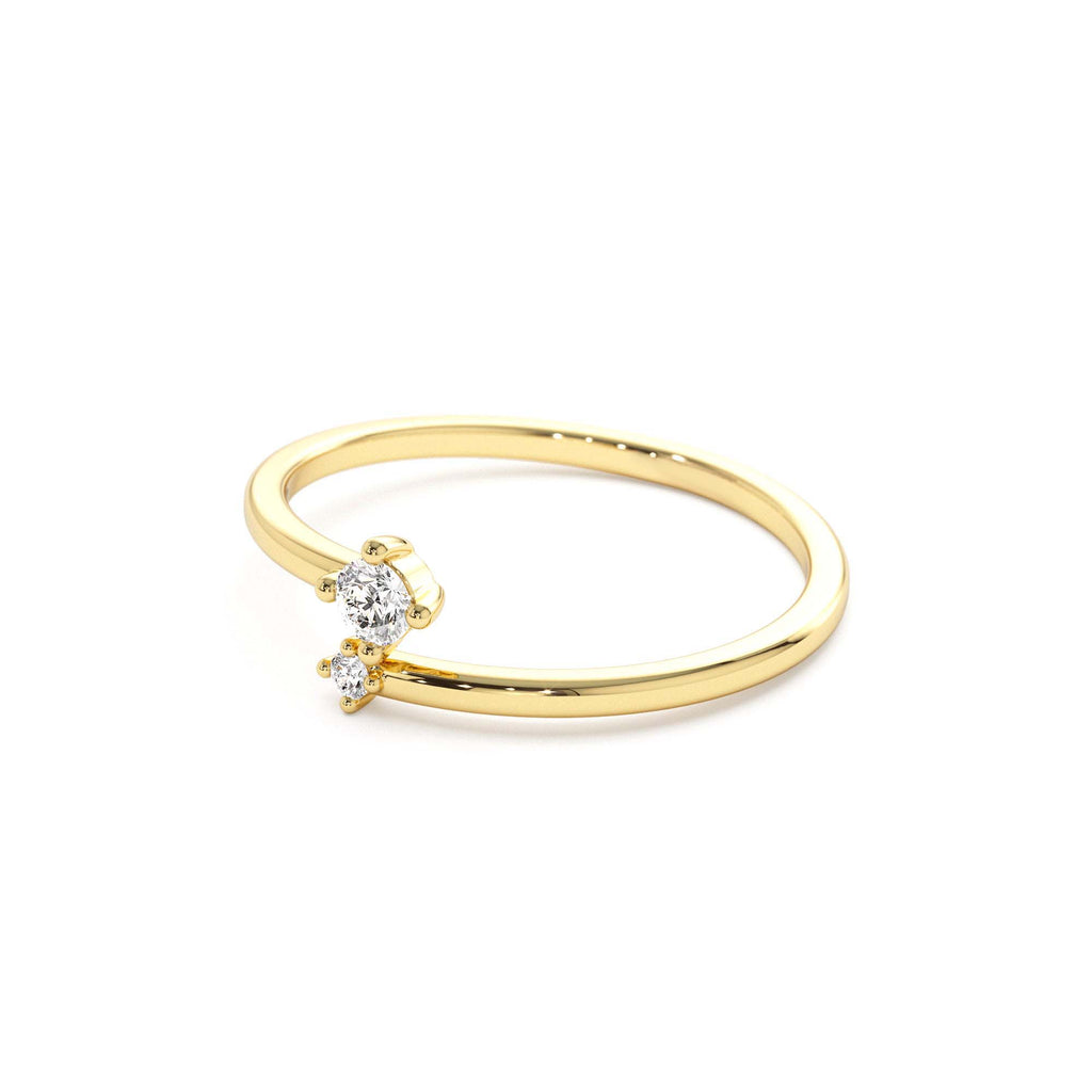Petite Diamond Duo Ring in 14K Gold — view 2