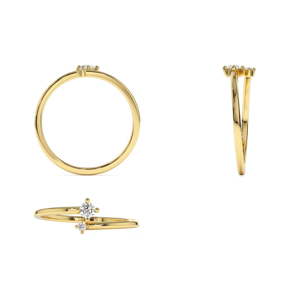 Petite Diamond Duo Ring in 14K Gold — view 3