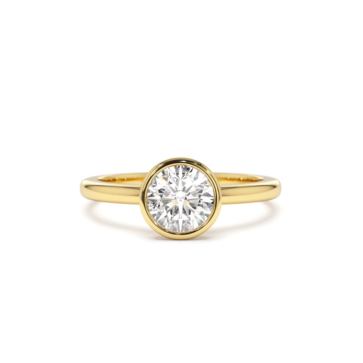 0.75 - 1.50 CTW Bezel Setting Round Shape Lab-Grown Diamond Engagement Ring in 14K Gold — view 1
