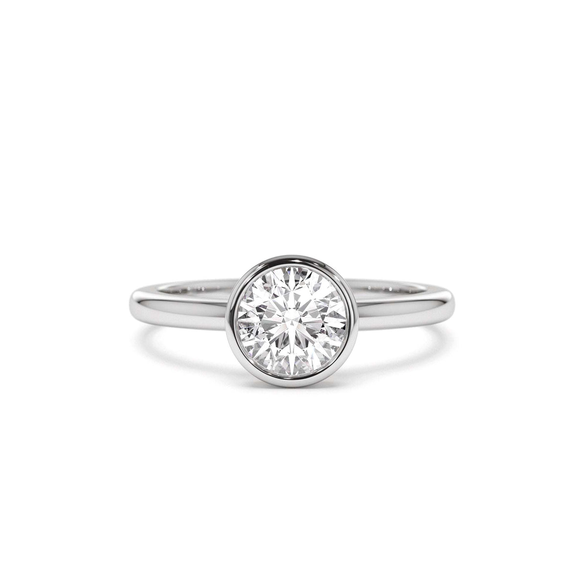 0.75 - 1.50 CTW Bezel Setting Round Shape Lab-Grown Diamond Engagement Ring in 14K Gold — view 4