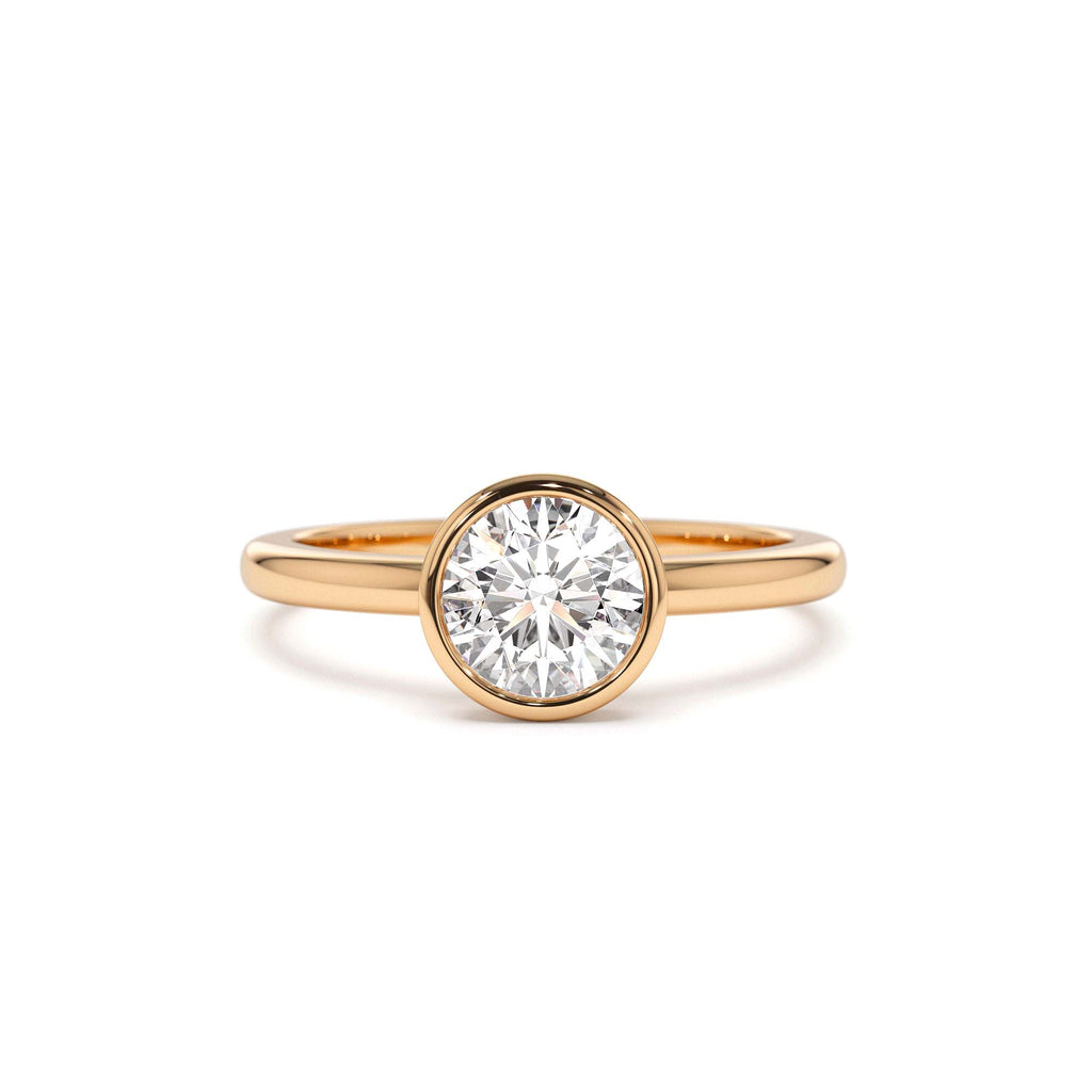 0.75 - 1.50 CTW Bezel Setting Round Shape Lab-Grown Diamond Engagement Ring in 14K Gold — view 5