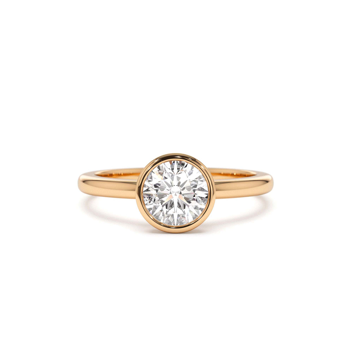 0.75 - 1.50 CTW Bezel Setting Round Shape Lab-Grown Diamond Engagement Ring in 14K Gold — view 5