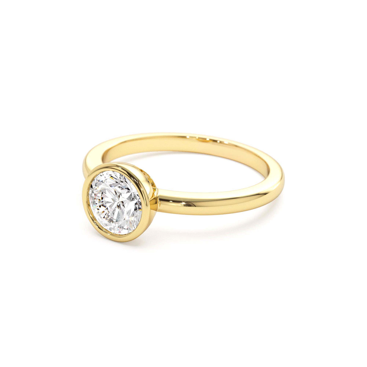 0.75 - 1.50 CTW Bezel Setting Round Shape Lab-Grown Diamond Engagement Ring in 14K Gold — view 2