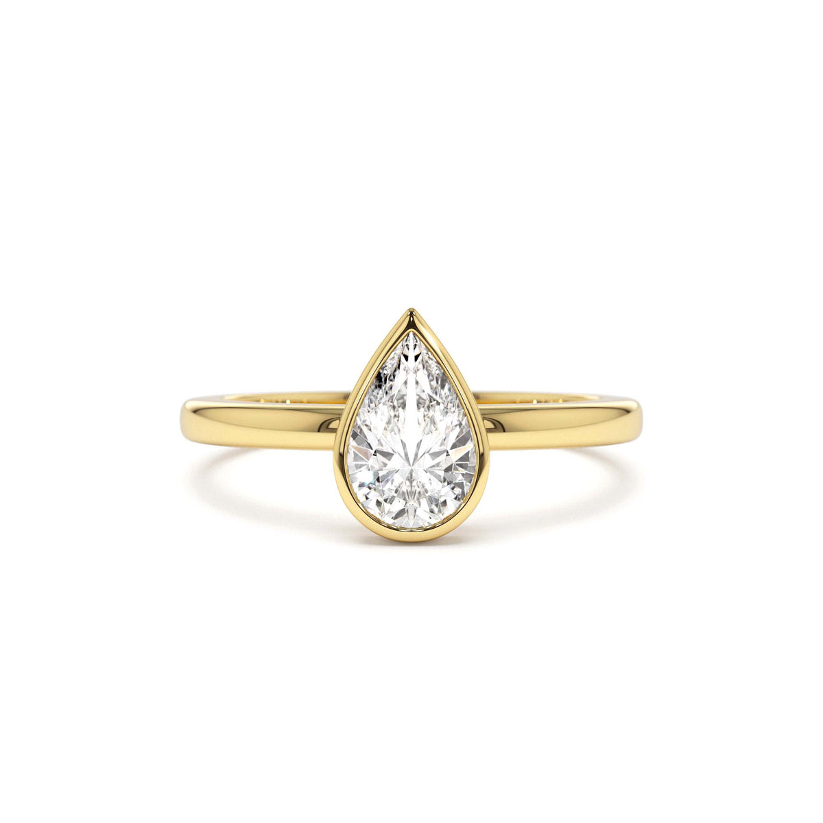 0.75 - 1.50 CTW Bezel Setting Pear Shaped Lab-Grown Diamond Engagement Ring in 14K Gold — view 1
