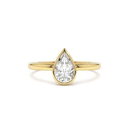 0.75 - 1.50 CTW Bezel Setting Pear Shaped Lab-Grown Diamond Engagement Ring in 14K Gold — view 1