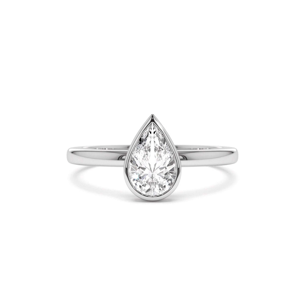 0.75 - 1.50 CTW Bezel Setting Pear Shaped Lab-Grown Diamond Engagement Ring in 14K Gold — view 4