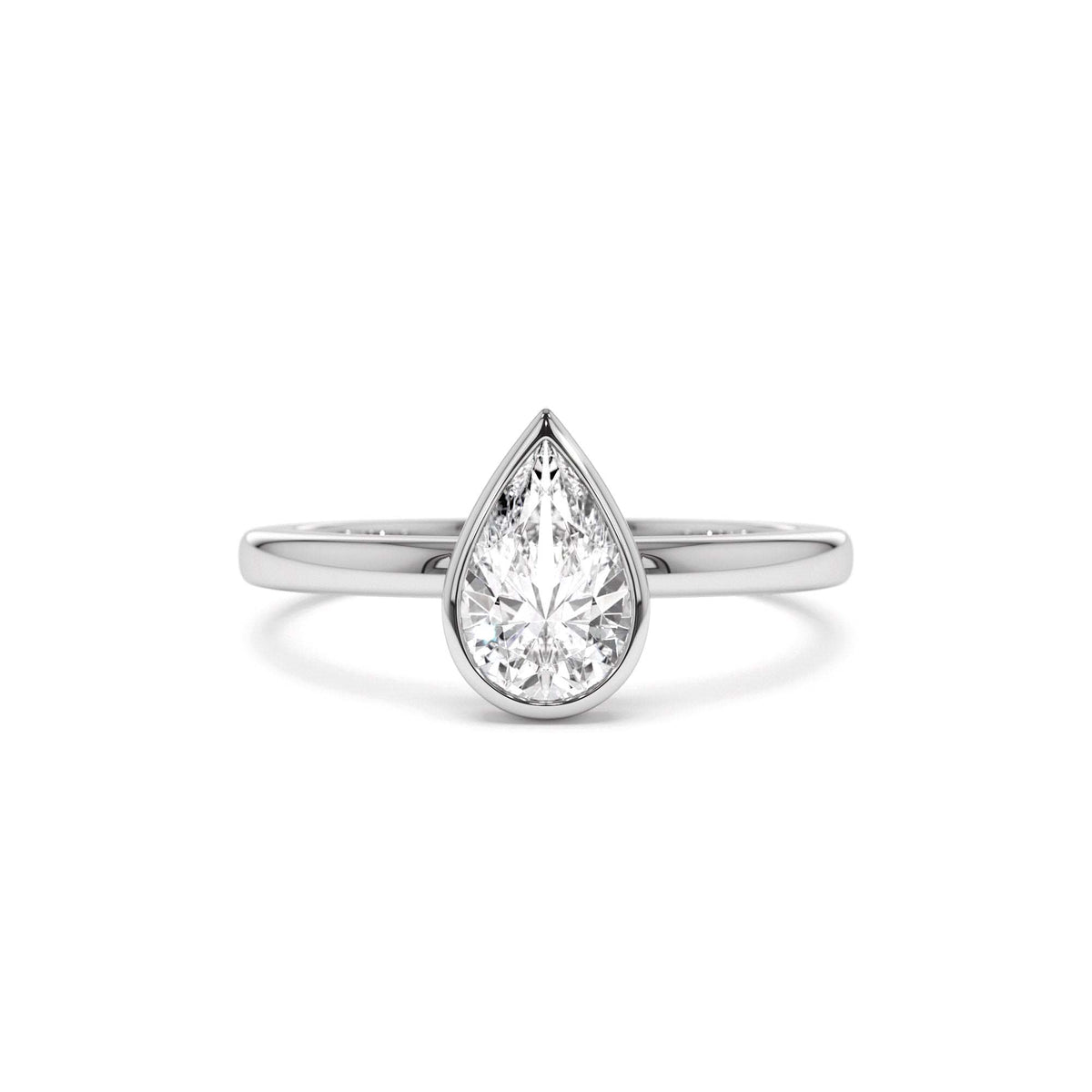 0.75 - 1.50 CTW Bezel Setting Pear Shaped Lab-Grown Diamond Engagement Ring in 14K Gold — view 4