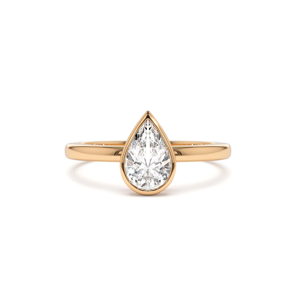 0.75 - 1.50 CTW Bezel Setting Pear Shaped Lab-Grown Diamond Engagement Ring in 14K Gold — view 5