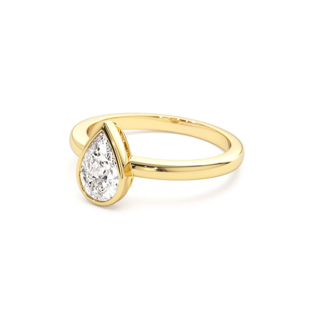 0.75 - 1.50 CTW Bezel Setting Pear Shaped Lab-Grown Diamond Engagement Ring in 14K Gold — view 2