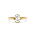 0.75 - 1.50 CTW Bezel Setting Oval Shaped Lab-Grown Diamond Engagement Ring in 14K Gold — view 1