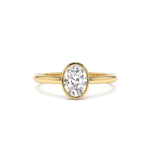 0.75 - 1.50 CTW Bezel Setting Oval Shaped Lab-Grown Diamond Engagement Ring in 14K Gold — view 1