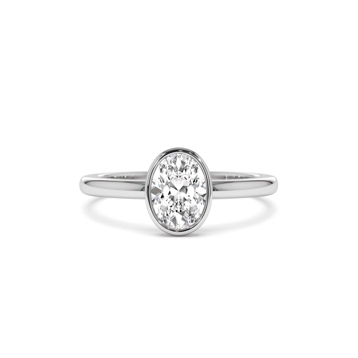0.75 - 1.50 CTW Bezel Setting Oval Shaped Lab-Grown Diamond Engagement Ring in 14K Gold — view 4