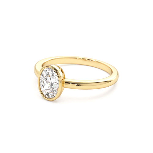 0.75 - 1.50 CTW Bezel Setting Oval Shaped Lab-Grown Diamond Engagement Ring in 14K Gold — view 2