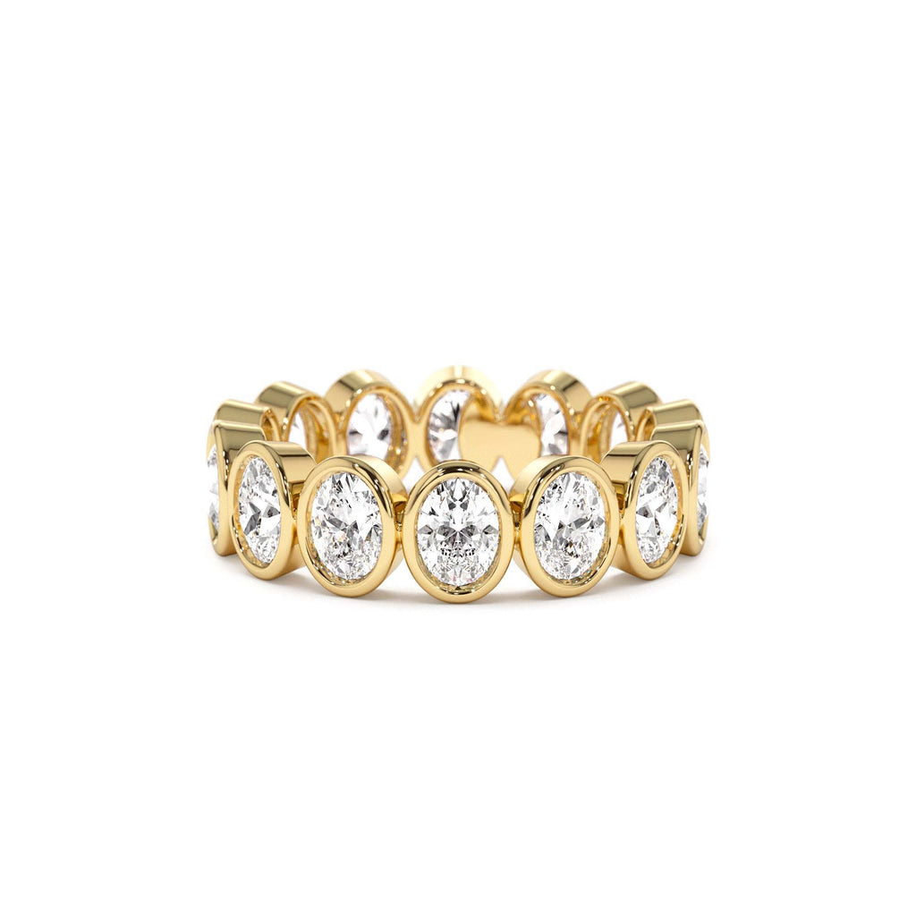 2.75 CTW Bezel Setting Full Eternity Oval Shape Lab-Grown Diamond Ring in 14K Gold — view 1