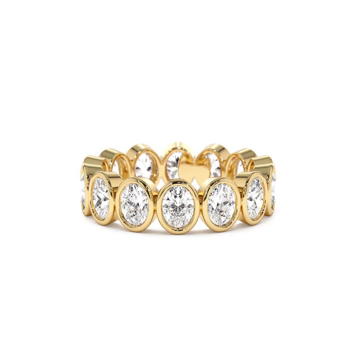 2.75 CTW Bezel Setting Full Eternity Oval Shape Lab-Grown Diamond Ring in 14K Gold — view 1