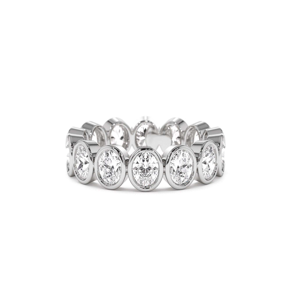 2.75 CTW Bezel Setting Full Eternity Oval Shape Lab-Grown Diamond Ring in 14K Gold — view 4