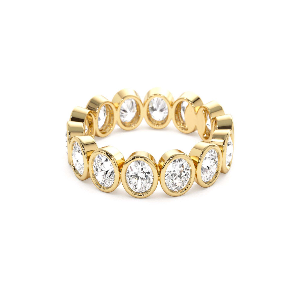 2.75 CTW Bezel Setting Full Eternity Oval Shape Lab-Grown Diamond Ring in 14K Gold — view 2