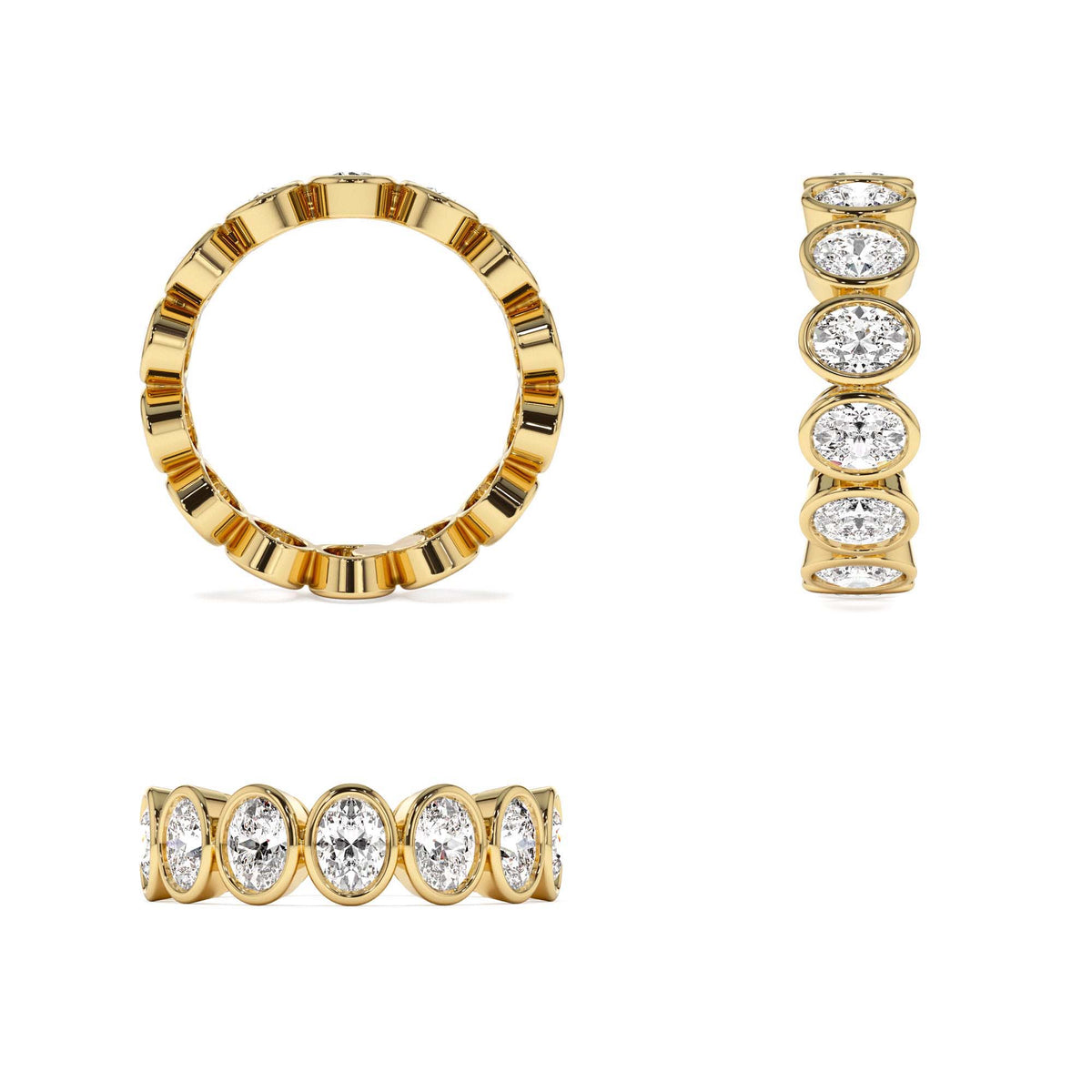 2.75 CTW Bezel Setting Full Eternity Oval Shape Lab-Grown Diamond Ring in 14K Gold — view 3