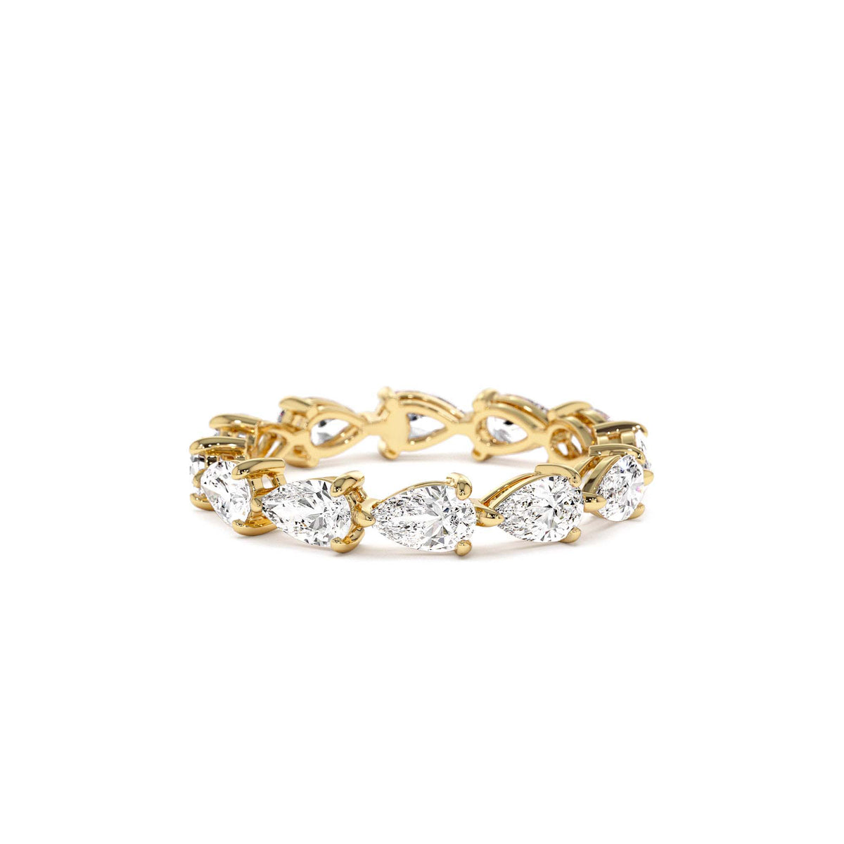 2.30 CTW Pear Shape Horizontal Full Eternity Lab-Grown Diamond Ring in 14K Gold — view 1