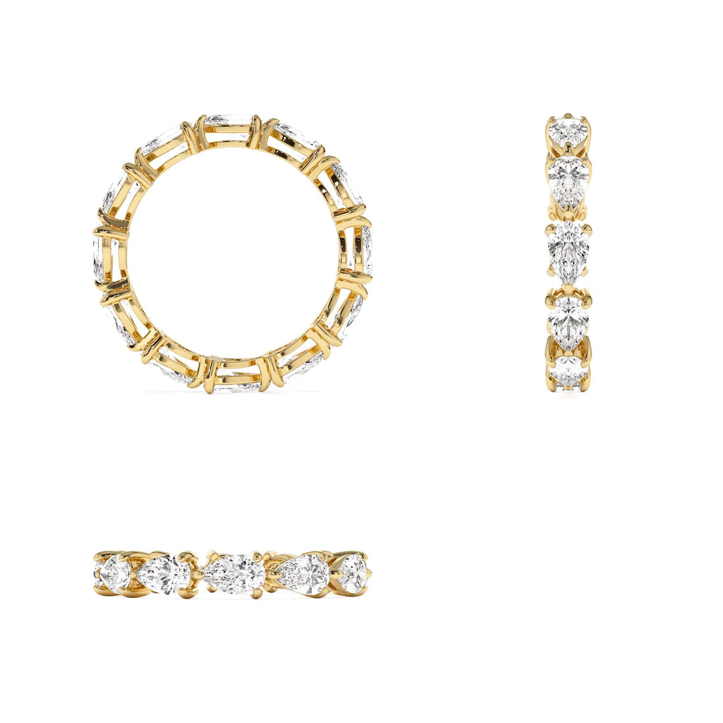 2.30 CTW Pear Shape Horizontal Full Eternity Lab-Grown Diamond Ring in 14K Gold — view 3