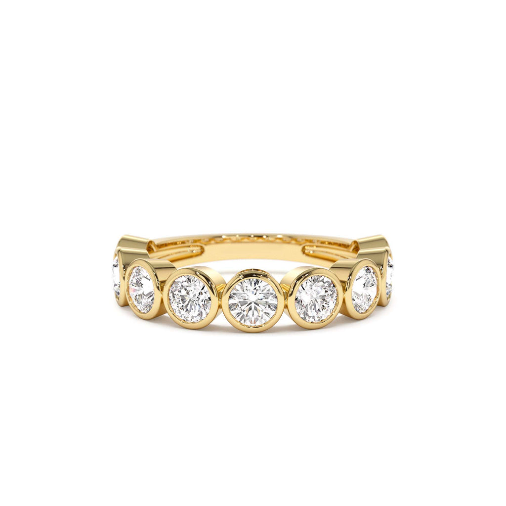 1.75 CTW Bezel Setting Nine Stone Round Lab-Grown Diamond Wedding Ring in 14K Gold — view 1