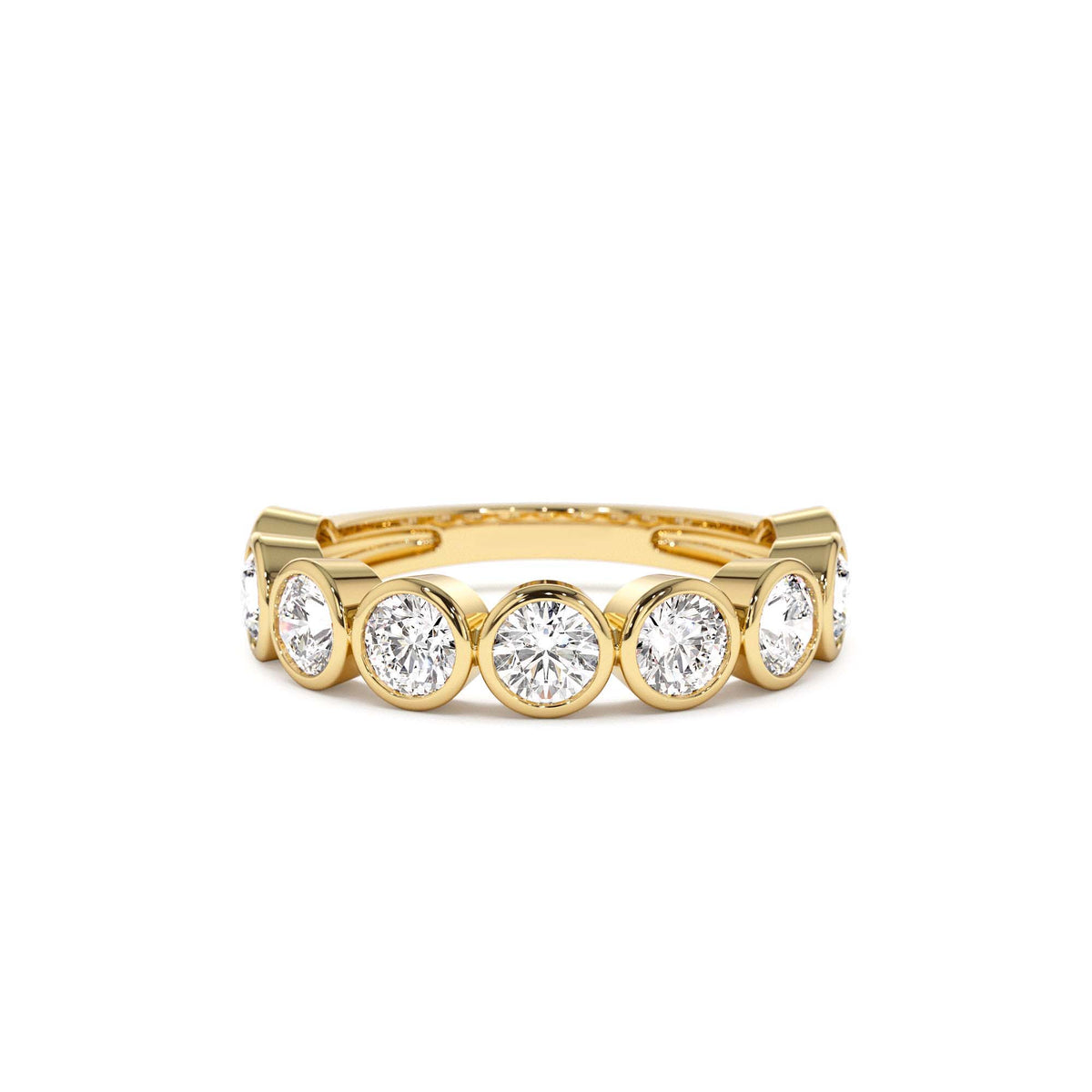1.75 CTW Bezel Setting Nine Stone Round Lab-Grown Diamond Wedding Ring in 14K Gold — view 1