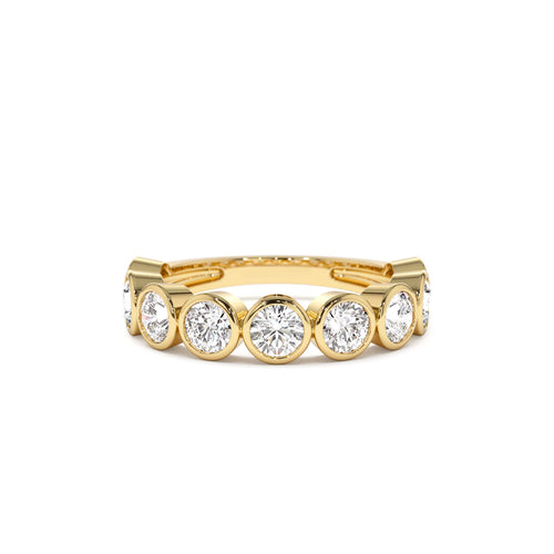 1.75 CTW Bezel Setting Nine Stone Round Lab-Grown Diamond Wedding Ring in 14K Gold — view 1