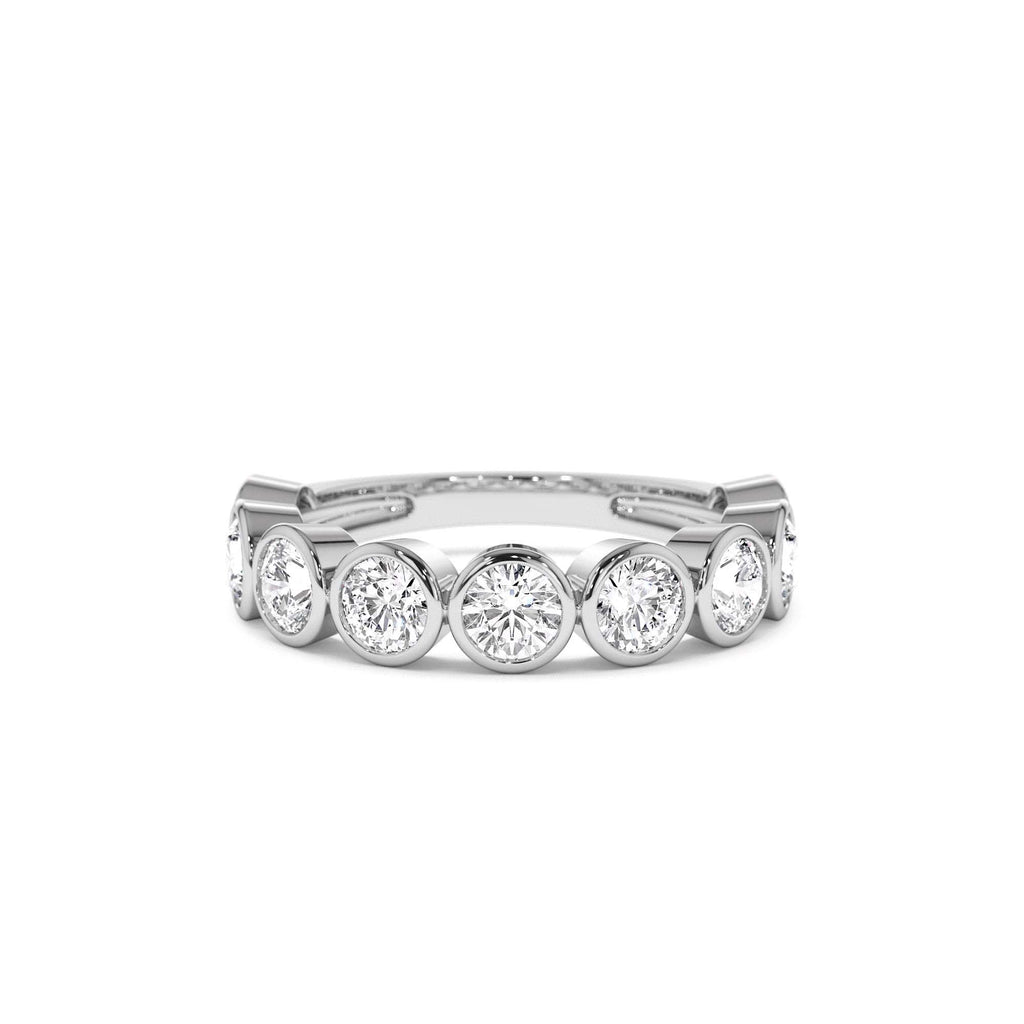 1.75 CTW Bezel Setting Nine Stone Round Lab-Grown Diamond Wedding Ring in 14K Gold — view 4