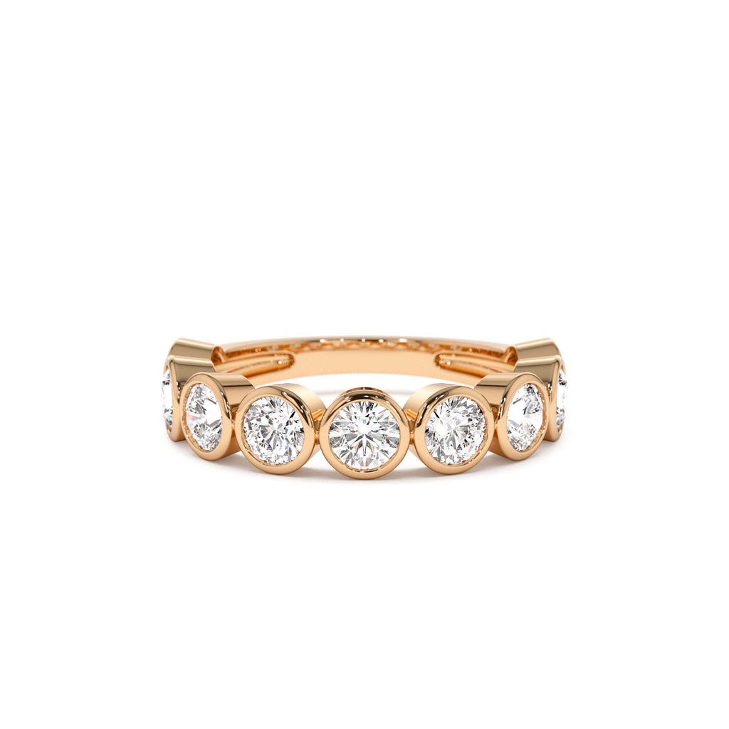 1.75 CTW Bezel Setting Nine Stone Round Lab-Grown Diamond Wedding Ring in 14K Gold — view 5