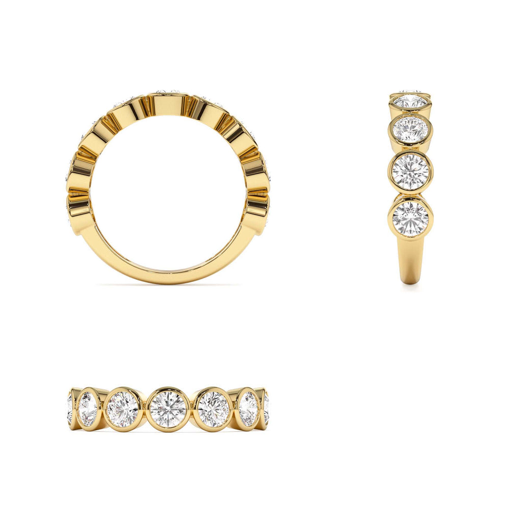 1.75 CTW Bezel Setting Nine Stone Round Lab-Grown Diamond Wedding Ring in 14K Gold — view 3