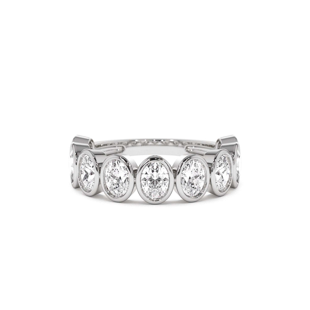 1.75 CTW Bezel Setting Nine Stone Oval Shape Lab-Grown Diamond Ring in 14K Gold — view 4
