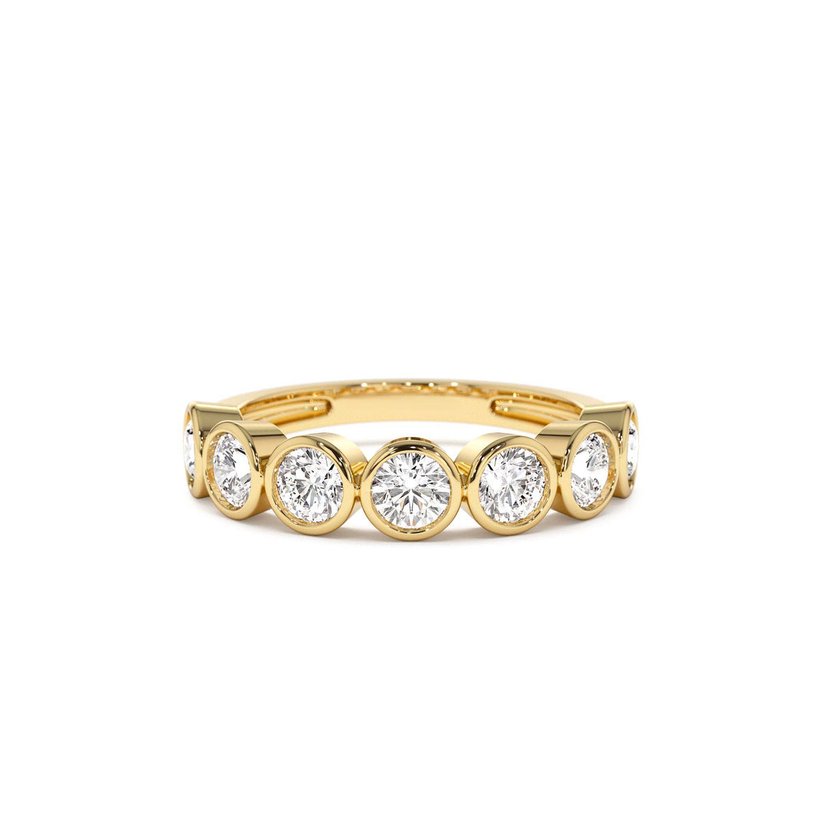 1.45 CTW Bezel Setting Seven Stone Round Lab-Grown Diamond Ring in 14K Gold — view 1