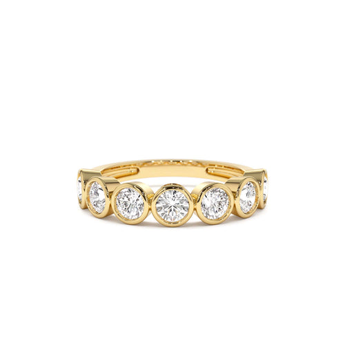 1.45 CTW Bezel Setting Seven Stone Round Lab-Grown Diamond Ring in 14K Gold — view 1