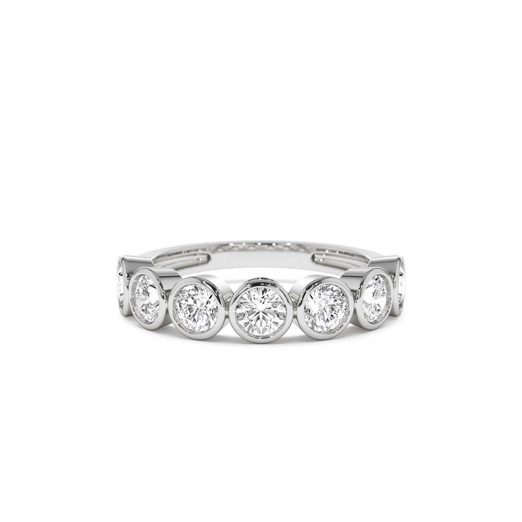 1.45 CTW Bezel Setting Seven Stone Round Lab-Grown Diamond Ring in 14K Gold — view 4