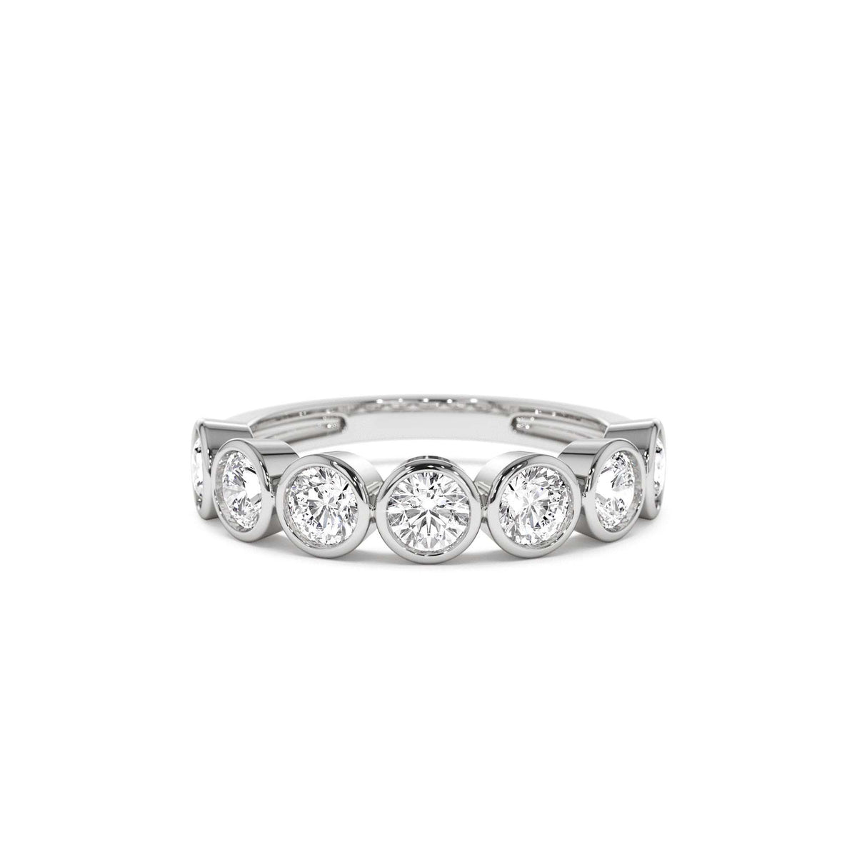 1.45 CTW Bezel Setting Seven Stone Round Lab-Grown Diamond Ring in 14K Gold — view 4