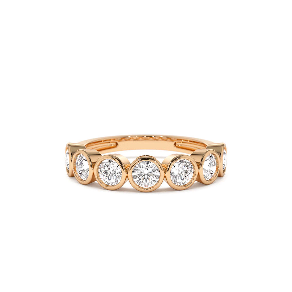 1.45 CTW Bezel Setting Seven Stone Round Lab-Grown Diamond Ring in 14K Gold — view 5