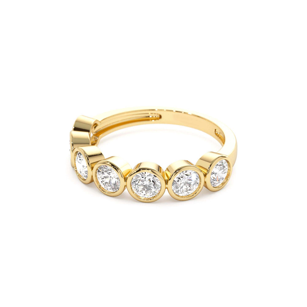 1.45 CTW Bezel Setting Seven Stone Round Lab-Grown Diamond Ring in 14K Gold — view 2