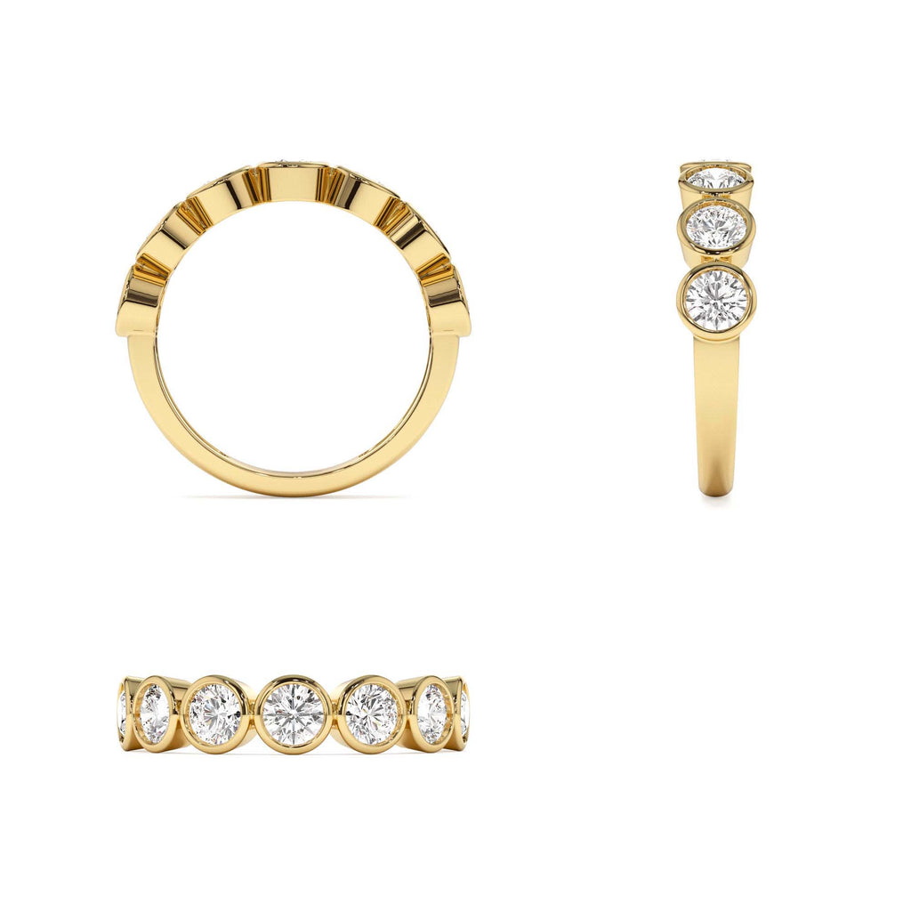 1.45 CTW Bezel Setting Seven Stone Round Lab-Grown Diamond Ring in 14K Gold — view 3