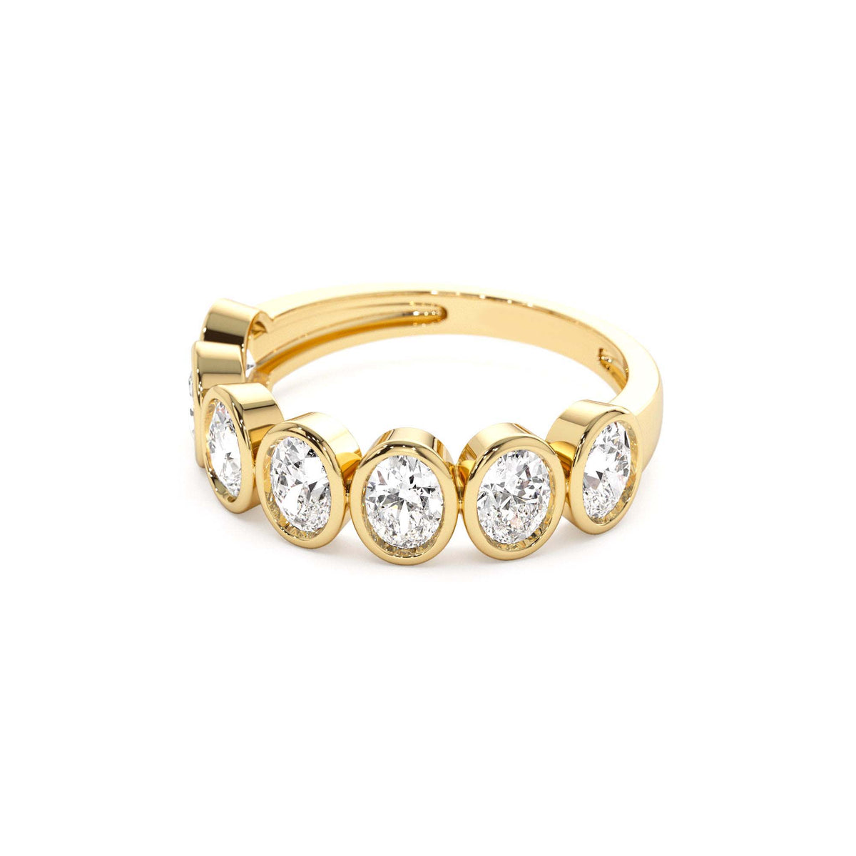 1.45 CTW Bezel Setting Seven Stone Oval Shape Lab-Grown Diamond Ring in 14K Gold — view 2