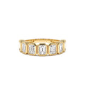 1.45 CTW Bezel Setting Seven Stone Emerald Cut Lab-Grown Diamond Wedding Ring in 14K Gold — view 1