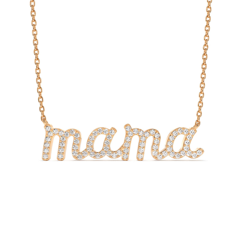 Diamond Script Mama Necklace in 14K Gold — view 4