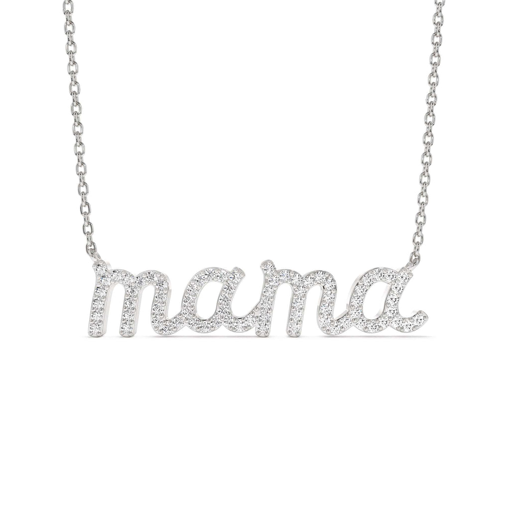 Diamond Script Mama Necklace in 14K Gold — view 3