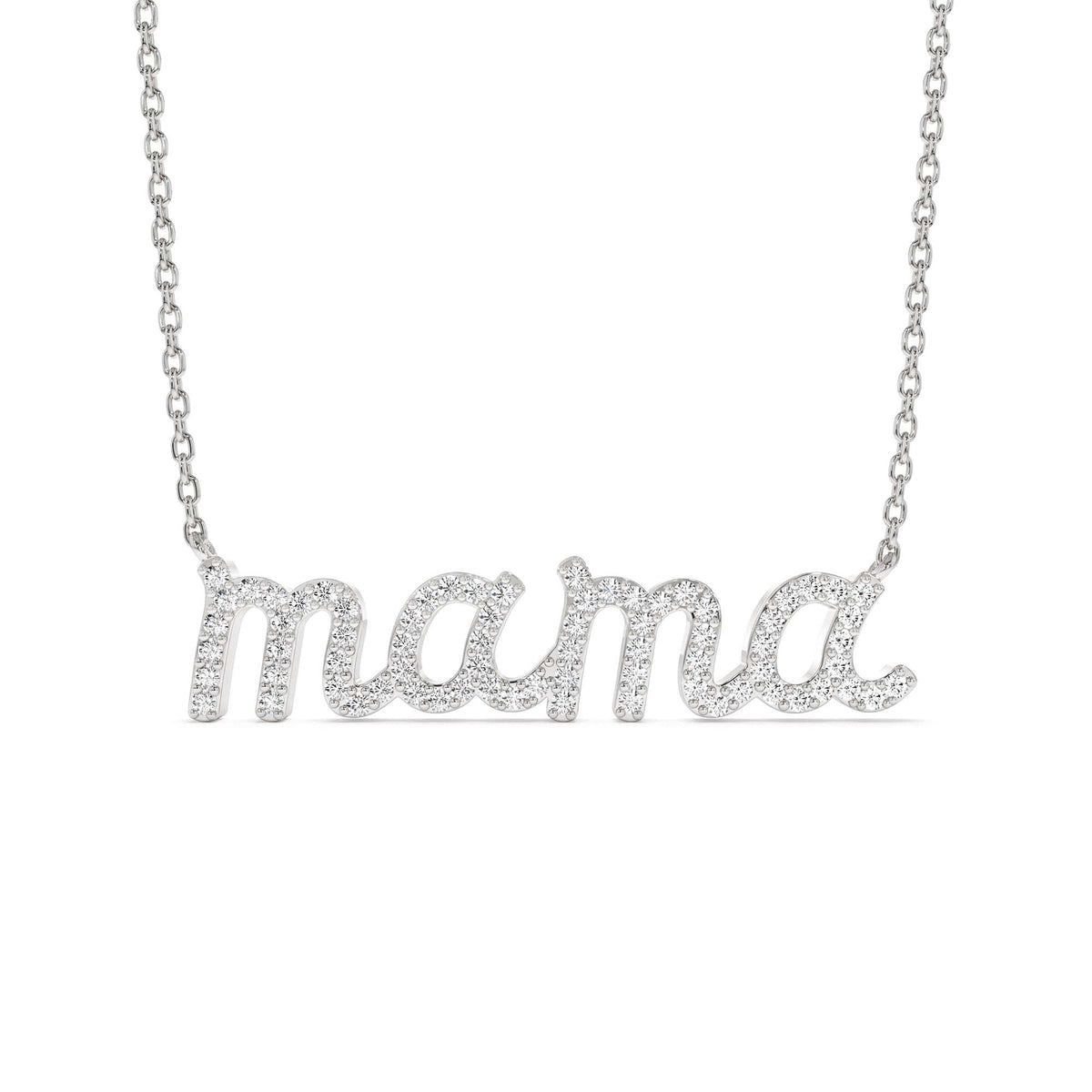 Diamond Script Mama Necklace in 14K Gold — view 3