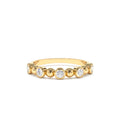 Alternating Beads & Bezel Setting Diamond Ring in 14K Gold — view 1