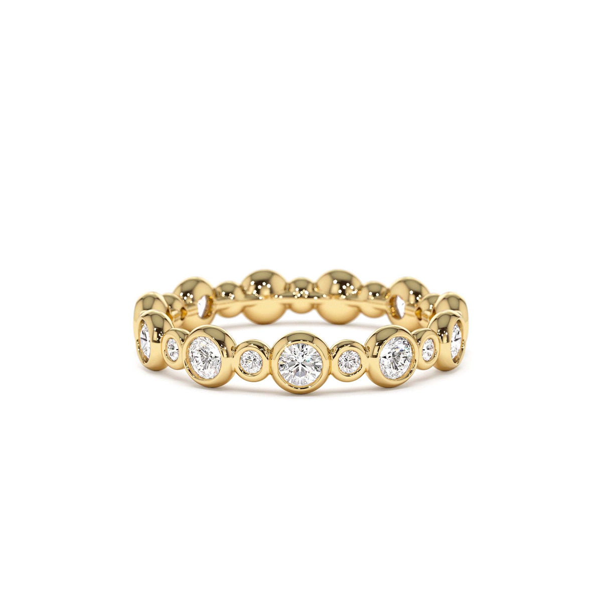 Bubble Diamond 3/4 Eternity Wedding Ring in 14K Gold — view 1